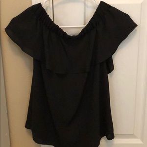 Black off the shoulder top with bow in the back